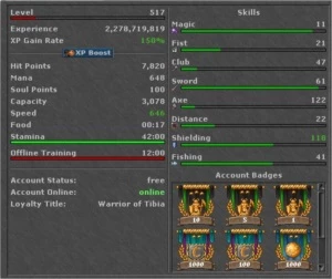 VENDO EK 518 KALIBRA SKILL 122 - Tibia
