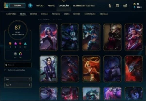 Vendo conta LV213, Gold 3 ,Full champs, 87 skins, 16 cromas - League of Legends LOL