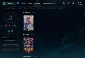 Vendo conta LV213, Gold 3 ,Full champs, 87 skins, 16 cromas - League of Legends LOL