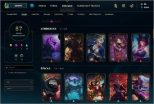 Vendo conta LV213, Gold 3 ,Full champs, 87 skins, 16 cromas - League of Legends LOL