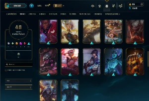 Conta Unranked com 100 Champs e 48 Skins ( MID / TOP / ADC ) - League of Legends LOL