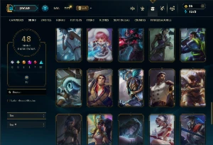 Conta Unranked com 100 Champs e 48 Skins ( MID / TOP / ADC ) - League of Legends LOL