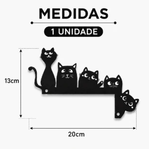 Cantoneira de Porta Gatinhos em MDF Preto 20 x 13 cm - Artesanato e Personalizados
