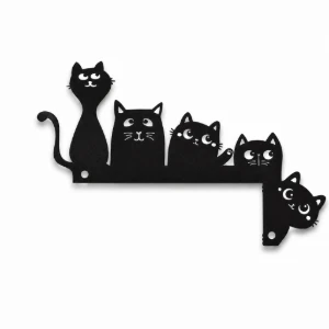 Cantoneira de Porta Gatinhos em MDF Preto 20 x 13 cm - Artesanato e Personalizados