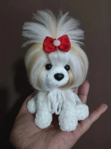 Miniatura Shitzu - Amigurumi de Crochê com Feltragem - Artesanato e Personalizados