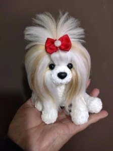 Miniatura Shitzu - Amigurumi de Crochê com Feltragem - Artesanato e Personalizados