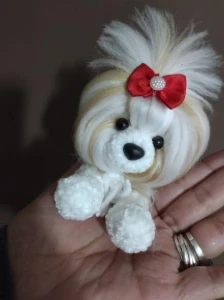 Miniatura Shitzu - Amigurumi de Crochê com Feltragem - Artesanato e Personalizados