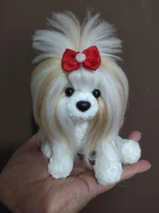Miniatura Shitzu - Amigurumi de Crochê com Feltragem
