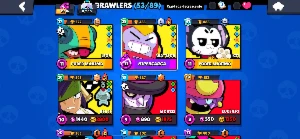Brawl star conta upada com algumas Skin - Brawl Stars