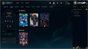 Conta de league of legends Platina 4 ( 143 Skins ) LOL