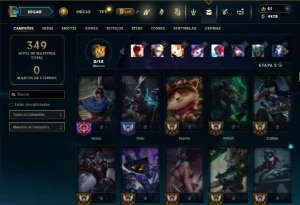 Bronze 1 com 150 Champs e 96 Skins - League of Legends LOL