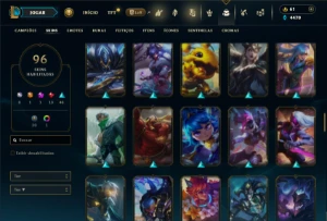 Bronze 1 com 150 Champs e 96 Skins - League of Legends LOL