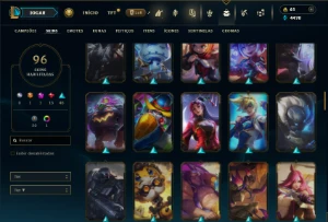 Bronze 1 com 150 Champs e 96 Skins - League of Legends LOL