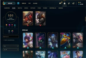 Conta prata 2 com 130 Champs e 101 Skins + 3 Vitoriosas - League of Legends LOL