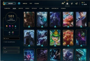 Conta prata 2 com 130 Champs e 101 Skins + 3 Vitoriosas - League of Legends LOL
