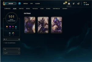 Conta prata 2 com 130 Champs e 101 Skins + 3 Vitoriosas - League of Legends LOL