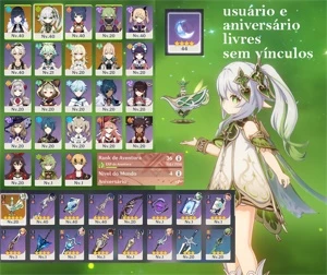 Nahida + Sonhos Flutuantes, Yelan e Jean, AR 37 - Genshin Impact