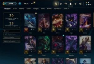 Ouro 3 com 40 Champs e 10 Skins - League of Legends LOL
