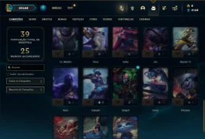 Ouro 3 com 40 Champs e 10 Skins - League of Legends LOL