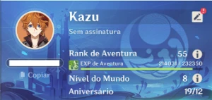 CONTA Genshin Impact RANK 55 Com 8 Personagens 5*