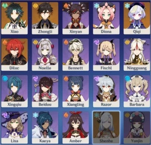 Xiao + Zhongli + Qiqi c1 + Diluc + Harpa Celestial AR 51 - Genshin Impact