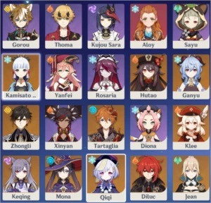 Conta Genshin Impact - AR 58. 11 personagens 5* e 7 armas 5*