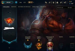 platina 3, 37 Skins, 1 Mítica, 2 Lendária, Honra 5, Lvl 68 - League of Legends LOL