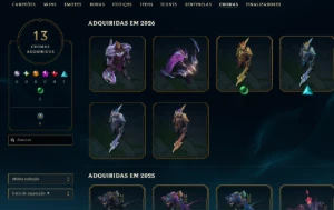 platina 3, 37 Skins, 1 Mítica, 2 Lendária, Honra 5, Lvl 68 - League of Legends LOL