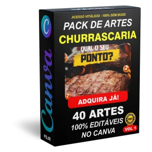 Pack Canva Churrascaria - 40 Artes Editáveis - Serviços Digitais