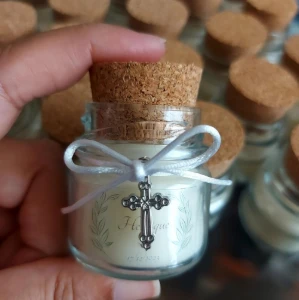 Mini Vela Aromática Batizado com Organza