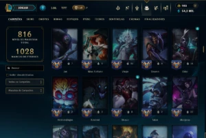 Ouro 2 com TODOS os Champs e 235 Skins ( JG / MID / ADC ) - League of Legends LOL