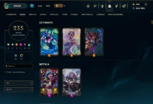 Ouro 2 com TODOS os Champs e 235 Skins ( JG / MID / ADC ) - League of Legends LOL