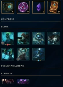 Conta platina 4 smurf 74% 20k EA - League of Legends LOL