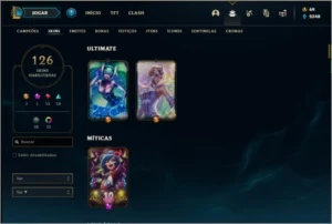 Conta ouro 4 com 134 champs e 126 skins (4 vitoriosas) - League of Legends LOL