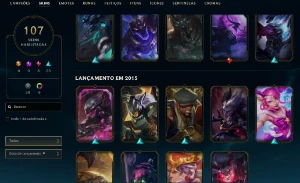 Unranked com TODOS os champs e 107 Skins + Duas skins RARAS - League of Legends LOL