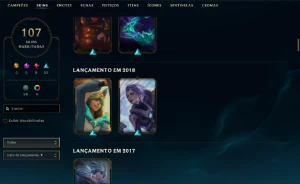 Unranked com TODOS os champs e 107 Skins + Duas skins RARAS - League of Legends LOL