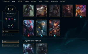 Unranked com TODOS os champs e 107 Skins + Duas skins RARAS - League of Legends LOL