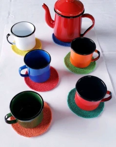 Kit Porta Copos Arco-íris em Crochê (12 Un.) - Artesanato e Personalizados