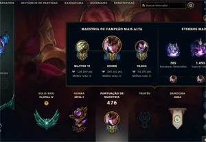 Conta de LoL Platina, com emote de mestre e eterno em todos - League of Legends
