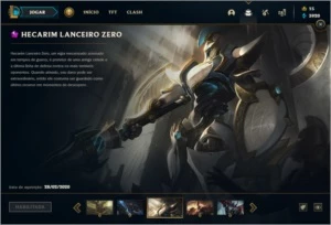 CONTA PLATINA 4 COM HECARIM LANCEIRO ZERO - SKIN MÍTICA - League of Legends LOL