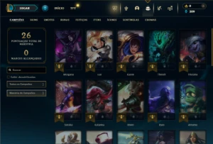 Unrnaked com 32 Champs e 11 Skins + 1 Fragmento - League of Legends LOL