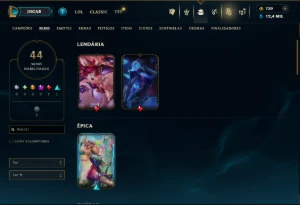 Ouro 3 com 50 Champs e 44 Skins ( MAIN ADC ) - League of Legends LOL
