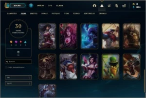 Conta unranked com 77 champs e 30 skins - League of Legends LOL