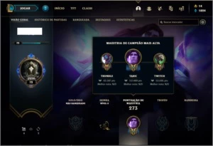 Conta unranked com 77 champs e 30 skins - League of Legends LOL