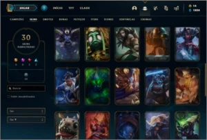 Conta unranked com 77 champs e 30 skins - League of Legends LOL