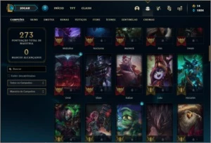 Conta unranked com 77 champs e 30 skins - League of Legends LOL
