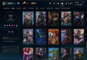 Prata 1 com 100 Champs e 52 Skins +2 Prestigios - League of Legends LOL