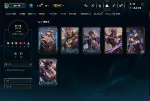 Prata 1 com 100 Champs e 52 Skins +2 Prestigios - League of Legends LOL