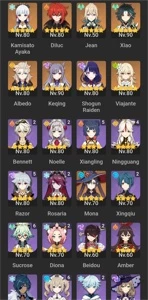Conta genshin com 8 personagens T5 e 6 armas T5 - Genshin Impact