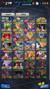 Conta do db legends nível 278 , com 30 lfs é 1000 cristais - Dragon Ball Legends
